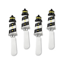 Load image into Gallery viewer, Mr. Spreader 4-Piece Black Lighthouse Resin Cheese Spreader