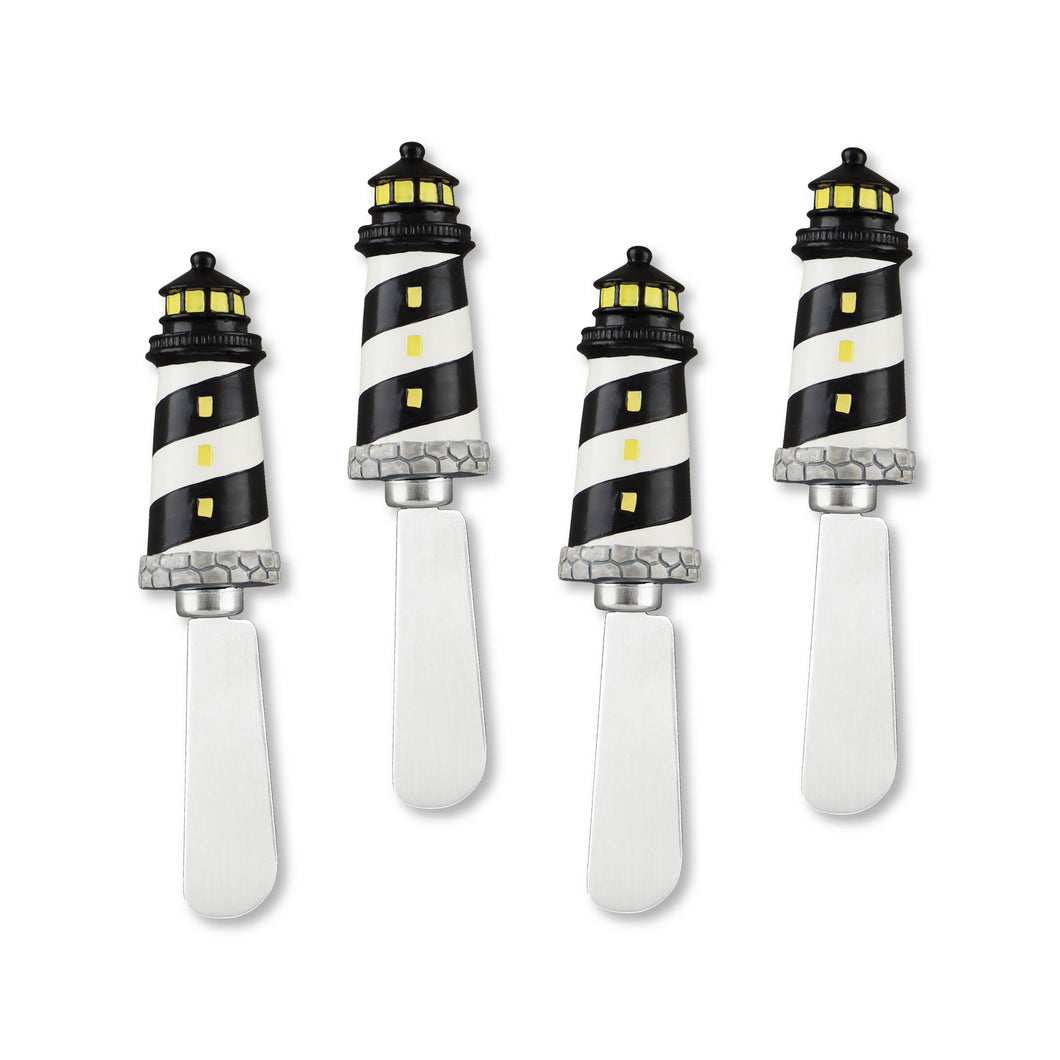 Mr. Spreader 4-Piece Black Lighthouse Resin Cheese Spreader