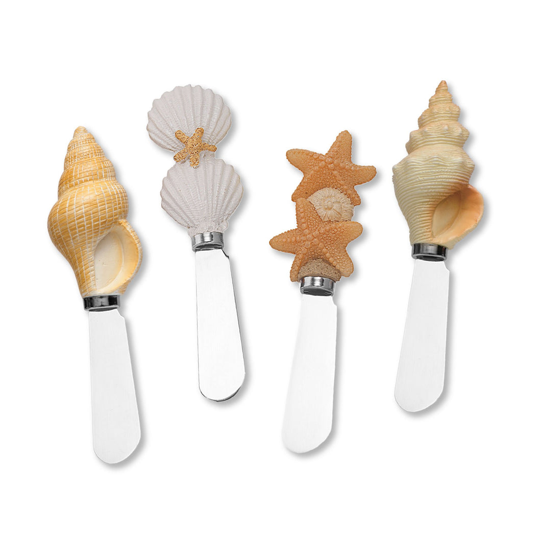 Mr. Spreader 4-Piece Shells Resin Cheese Spreader, Assorted