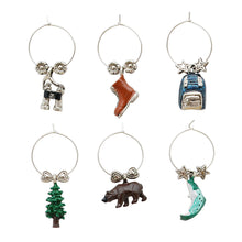 Load image into Gallery viewer, Wine Things 6-Piece Take A Hike Wine Charms, Painted