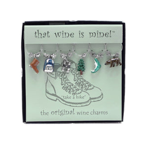 Wine Things 6-Piece Take A Hike Wine Charms, Painted