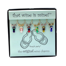 Load image into Gallery viewer, Wine Things 6-Piece Beach Party Wine Charms, Painted